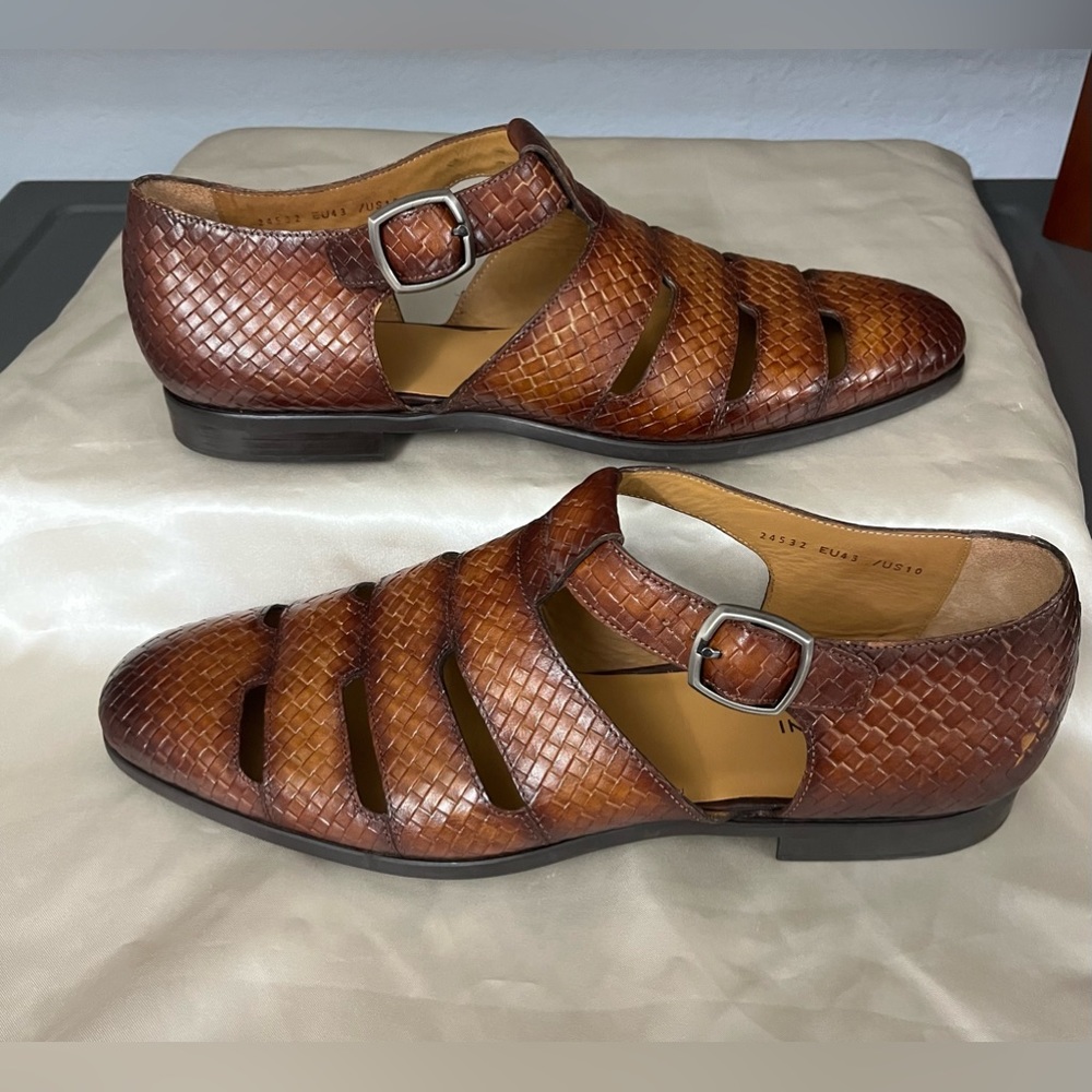 Magnanni Brown Woven Leather Sandals